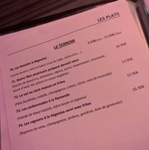 La Brasserie de l'Univers - La carte